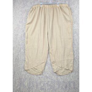 Elastic Waist Womens Capris Pants Beige Size 7XL Relaxed Fit 100% Polyester